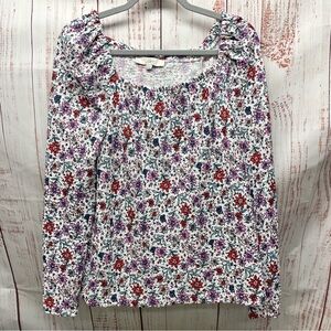 Loft Floral Off Shoulder Blouse Size Small